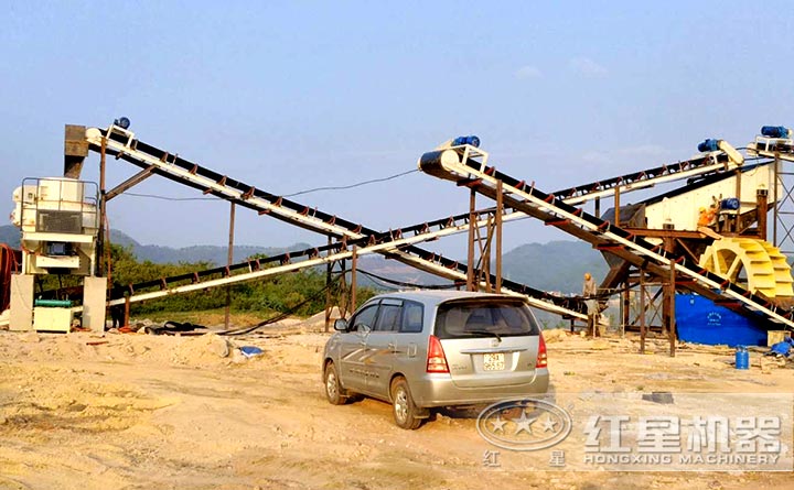 每天能產3000噸的石子機制砂設備生產現場